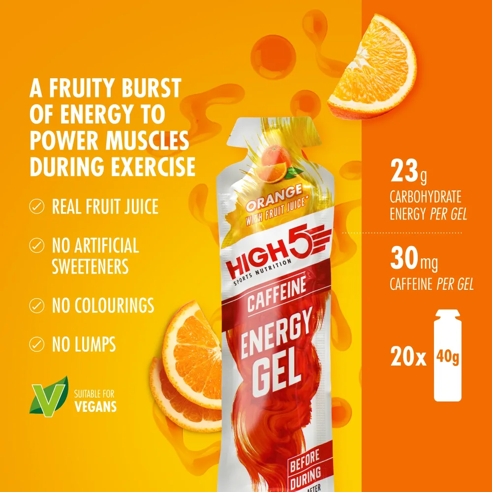 Gel Énergétique HIGH5 ENERGY GEL Caffeine (40g) Orange – Image 2