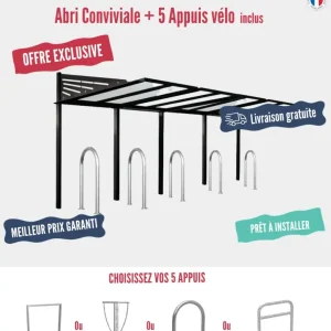 Pack abri vélos Conviviale + appuis au choix – 10 places Pack abri vélos Conviviale + appuis au choix – 10 places