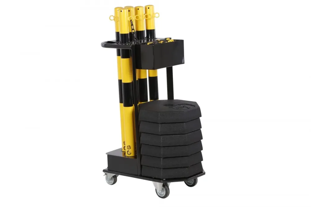 Chariot de transport avec poteaux à chaînes jaune-noir – Image 2