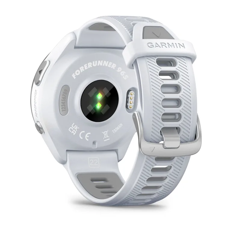 Forerunner® 965 blanche avec lunette en titane et bracelet en silicone blanc/gris – Image 3