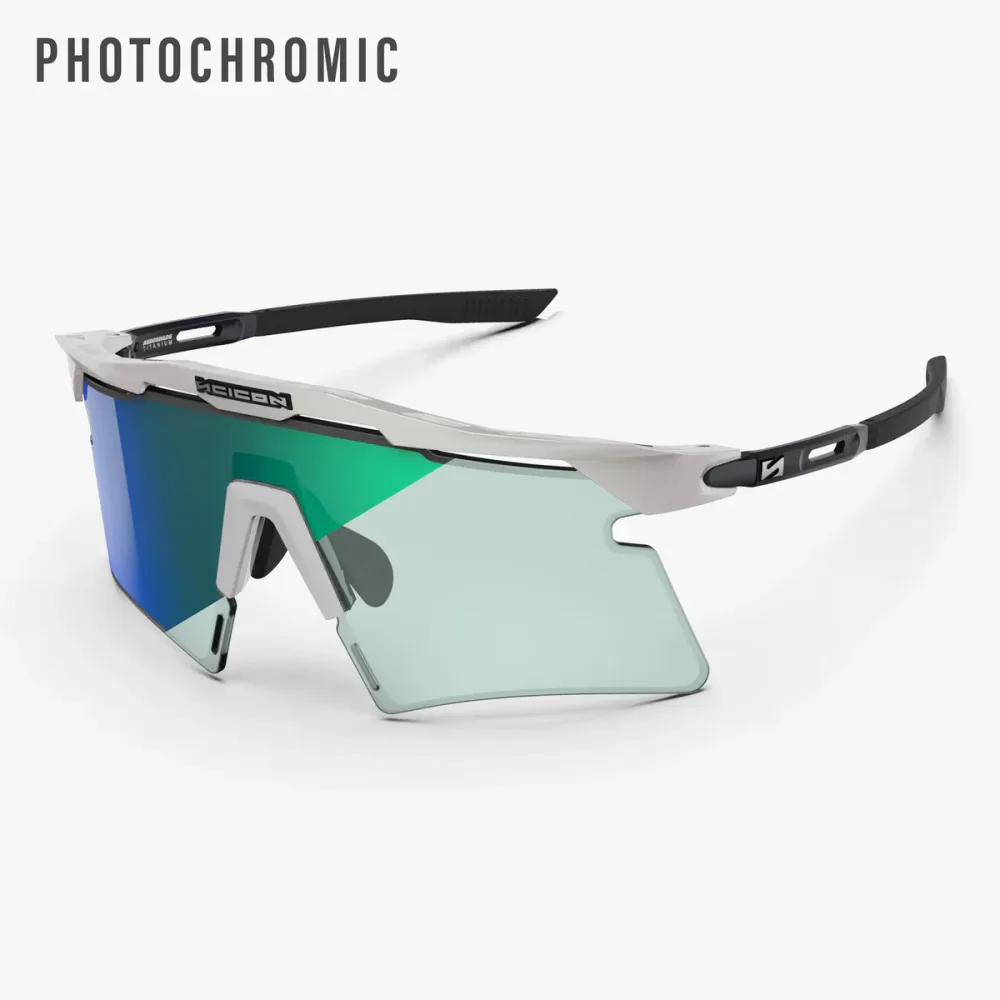 Lunettes SCICON AEROSHADE 2.0 TITANIUM Blanc Metal Verre Photochromique Blue Green