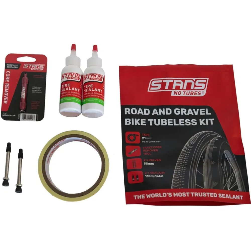 Kit Tubeless STAN'S ROAD 21 mm Valves 55 mm + Liquide Préventif (59 ml)