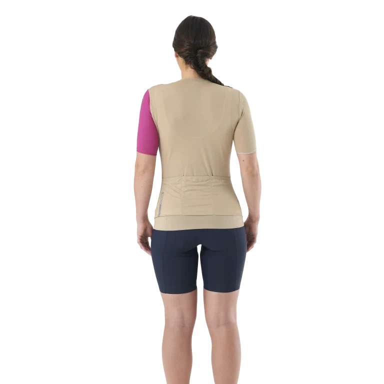 Maillot MAVIC ESSENTIAL Manches Courtes Femme Beige/Fuschia – Image 3