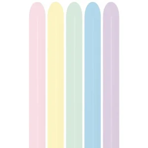 Sac de 100 ballons 260s Sempertex couleurs pastel assortis Sac de 100 ballons 260s Sempertex couleurs pastel assortis