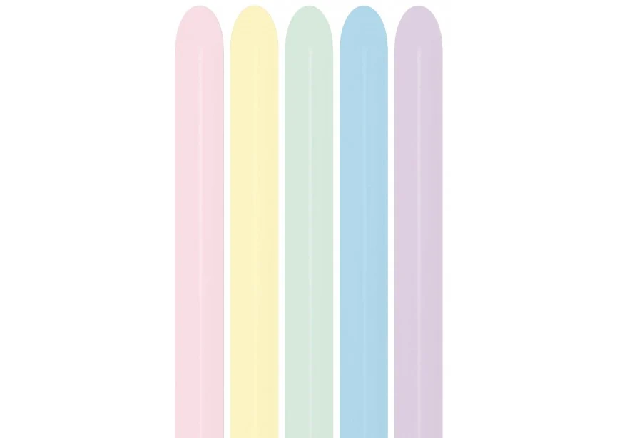 Sac de 100 ballons 260s Sempertex couleurs pastel assortis