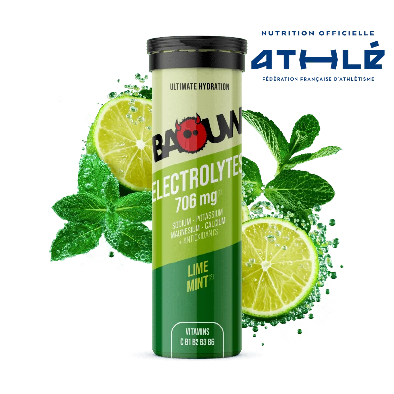 Boisson Énergétique BAOUW (Tube de 10 Pastilles) Citron Vert/Menthe