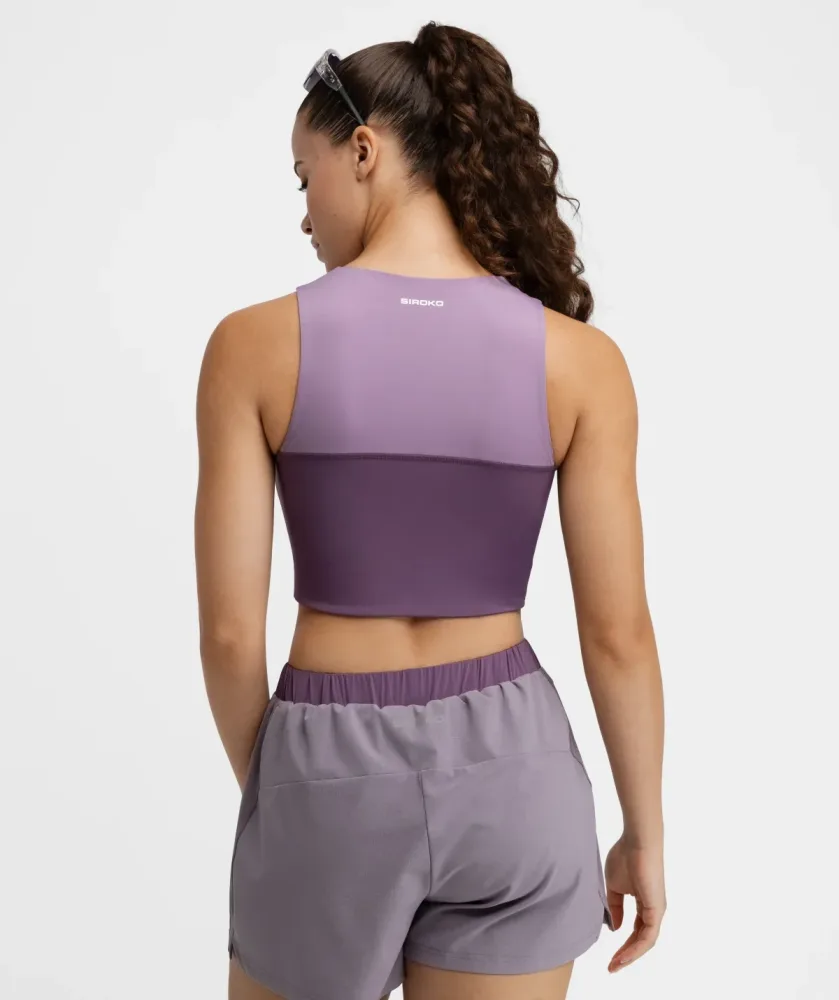 Débardeur crop top trail running femme Phoenix Lilac – Image 2