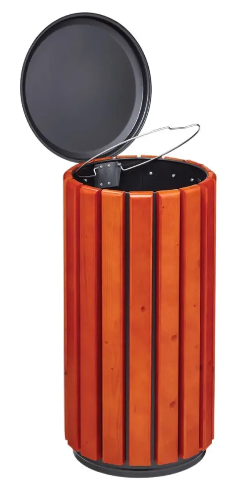 Corbeille bois zéno Protec 80 Litres à poser ou à fixer – Image 3