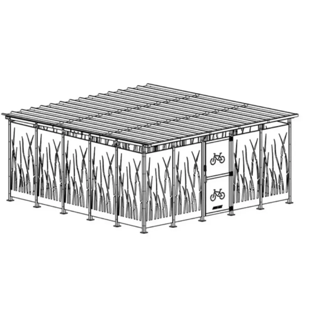 Abri vélos sécurisé 5x5m – Modèle roseau - Mottez – Image 3