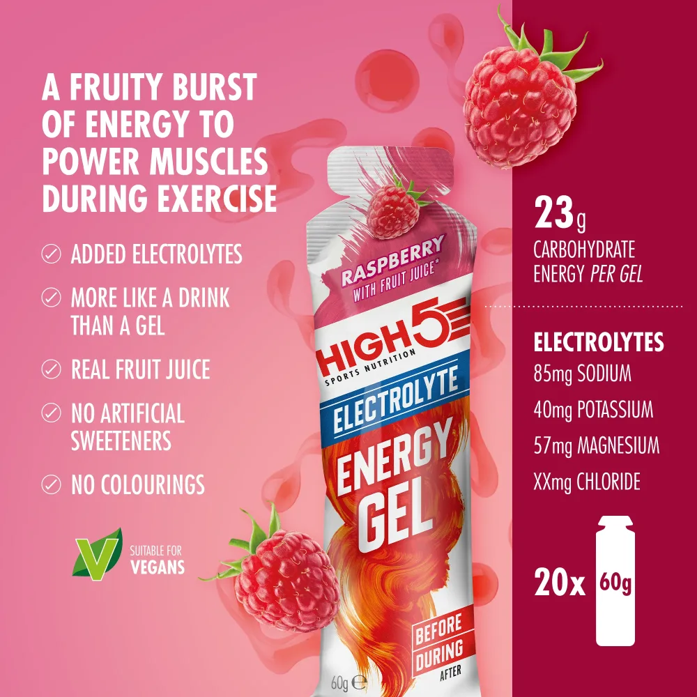 Gel Énergétique HIGH5 ENERGY ELECTROLYTE (60g) Framboise – Image 2