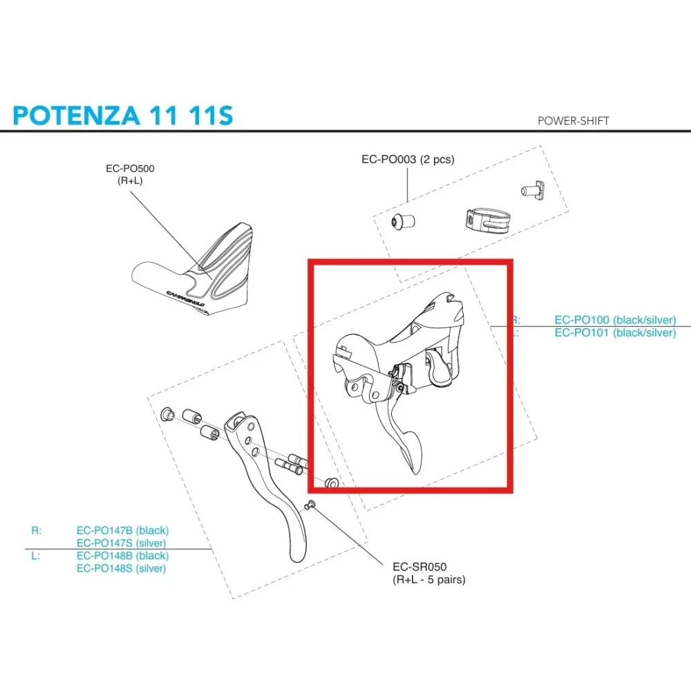 Corps de Manette Gauche CAMPAGNOLO POTENZA 11V 2018 Frein sur Jante – Image 2