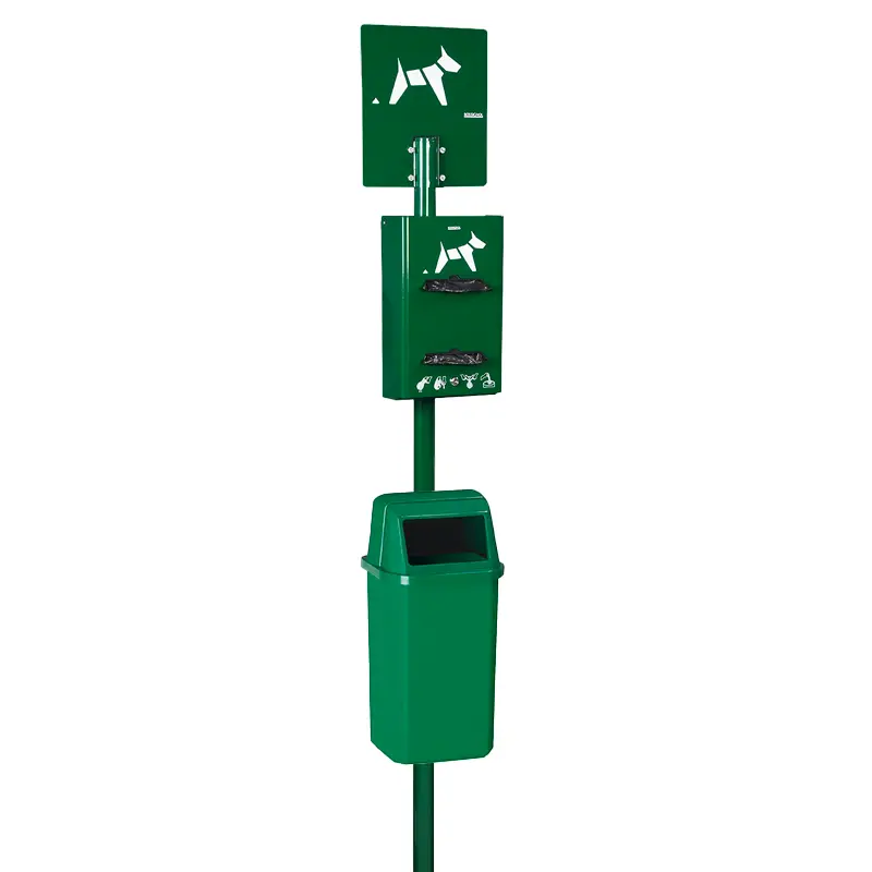 Borne hygiène canine sur poteau Hygeca + corbeille Proximi 23L – Image 2