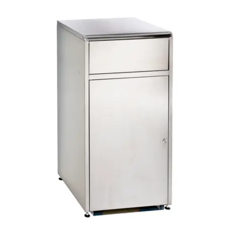 Borne à déchets à trappe basculante en inox 120L MEC Borne à déchets à trappe basculante en inox 120L MEC