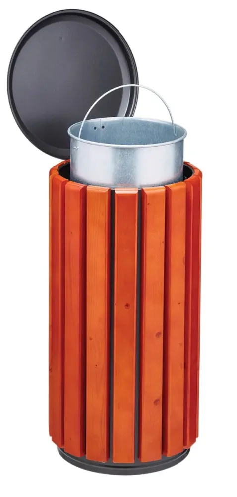 Corbeille bois zéno Protec 80 Litres à poser ou à fixer – Image 2
