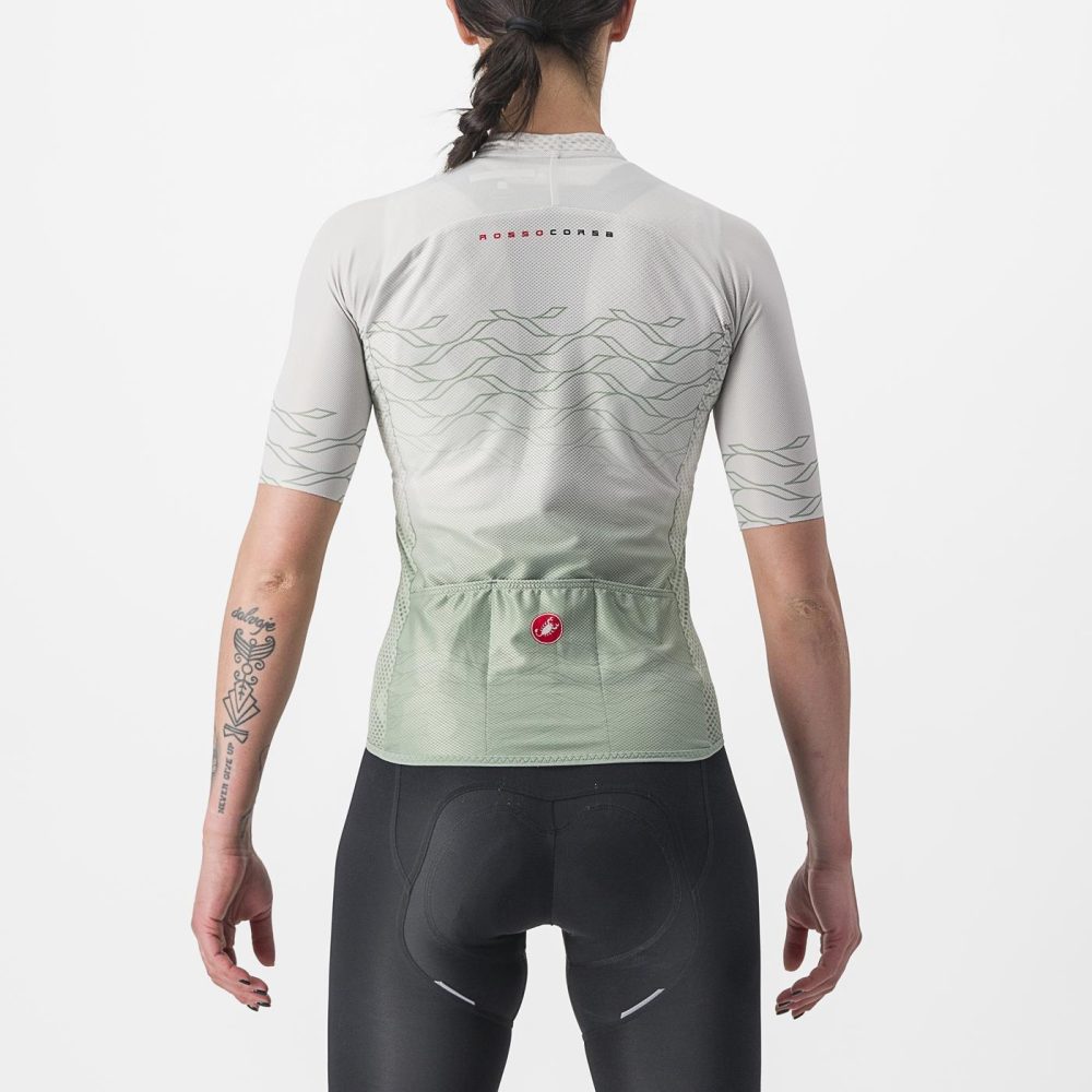 Maillot CASTELLI CLIMBER'S 2.0 W Femme Manches Courtes Gris/Vert – Image 2
