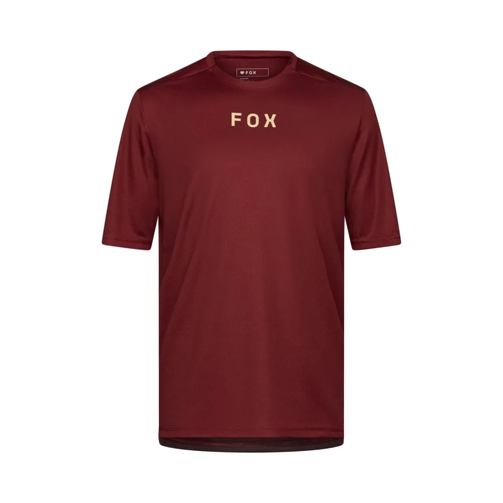Maillot FOX RANGER WORDMARK Manches Courtes Bordeaux