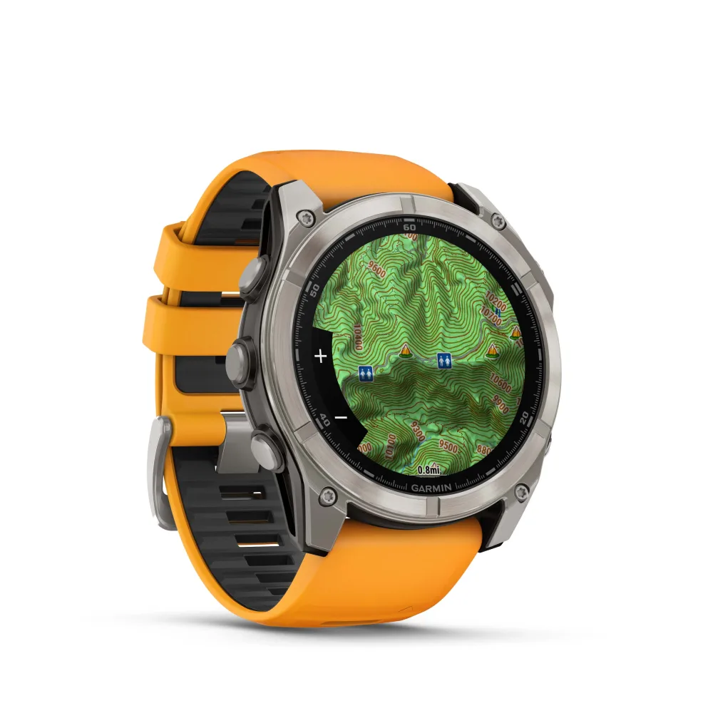 Montre GPS Garmin Fénix 8 AMOLED - 51 mm Sapphire Titane avec Bracelet en Silicone Orange Graphite – Image 2