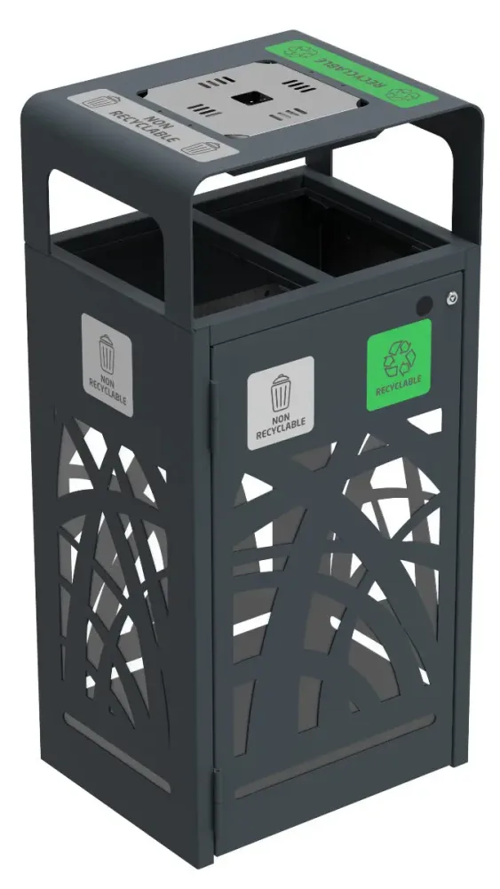 Corbeille à poser ou à fixer Cybel 2x60 L avec cendrier 1,5 L – Image 2