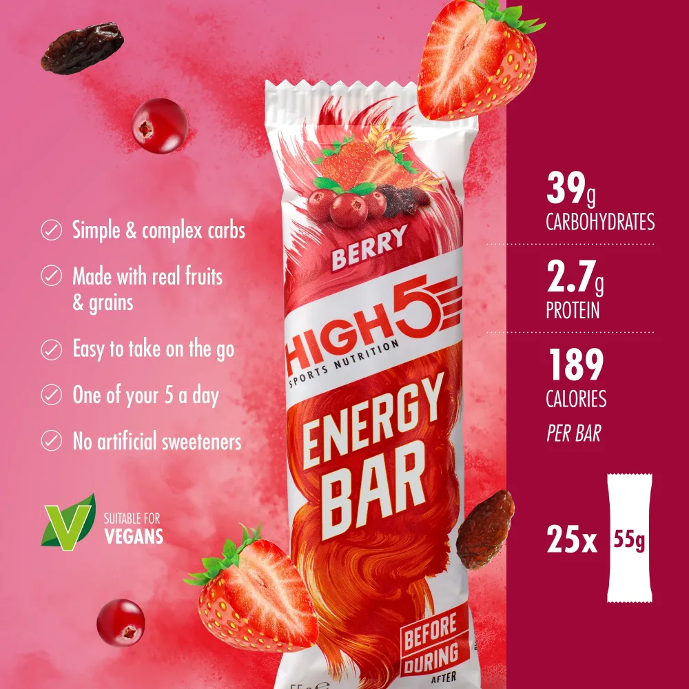Barre Énergétique HIGH5 ENERGY BAR (55g) Fruits rouges – Image 2