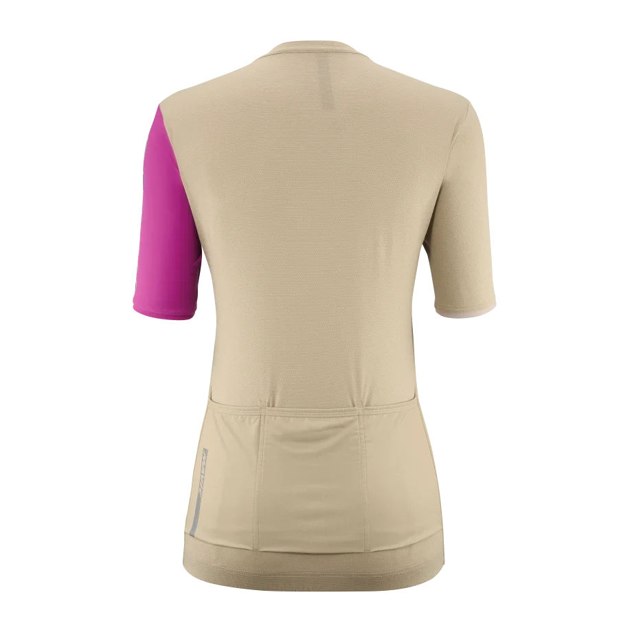 Maillot MAVIC ESSENTIAL Manches Courtes Femme Beige/Fuschia – Image 2