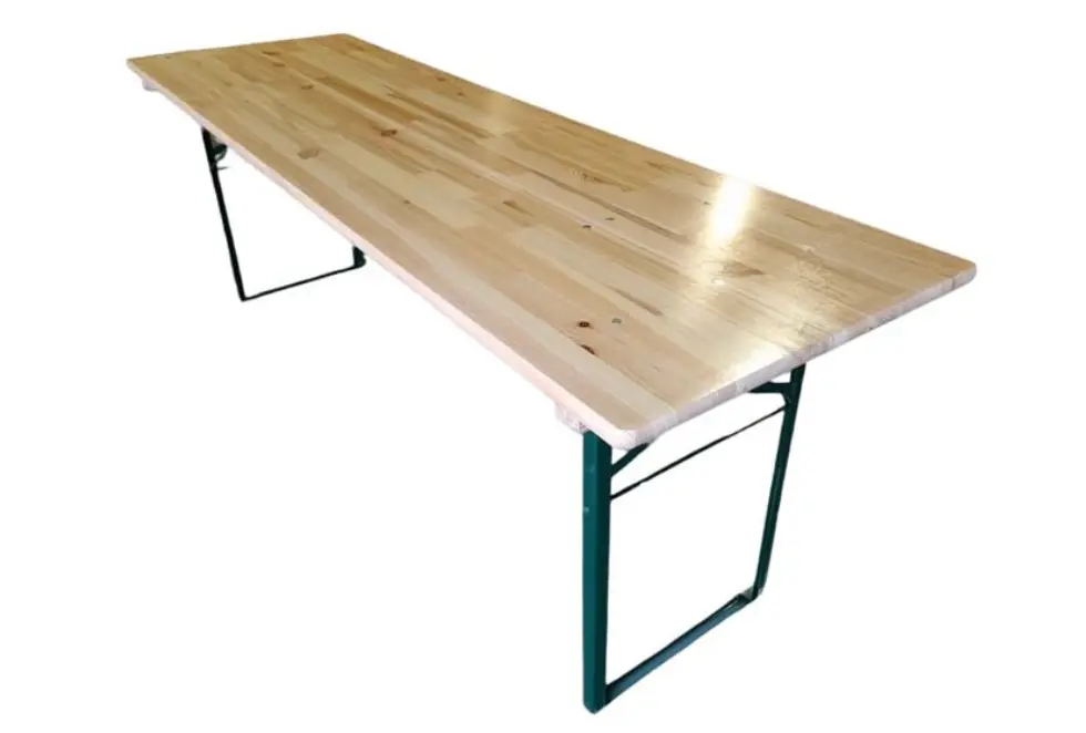 Table pliante bois cornière 220 x 70 cm